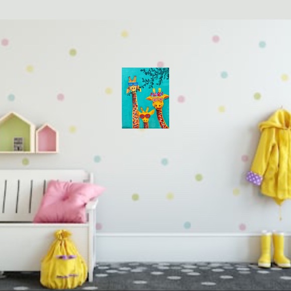 handmade Canvas Art giraffe Paint Acrylic 8”x10” - Picture 10 of 12